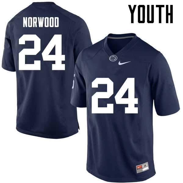 Youth Penn State Nittany Lions #24 Jordan Norwood College Football Jerseys-Navy
